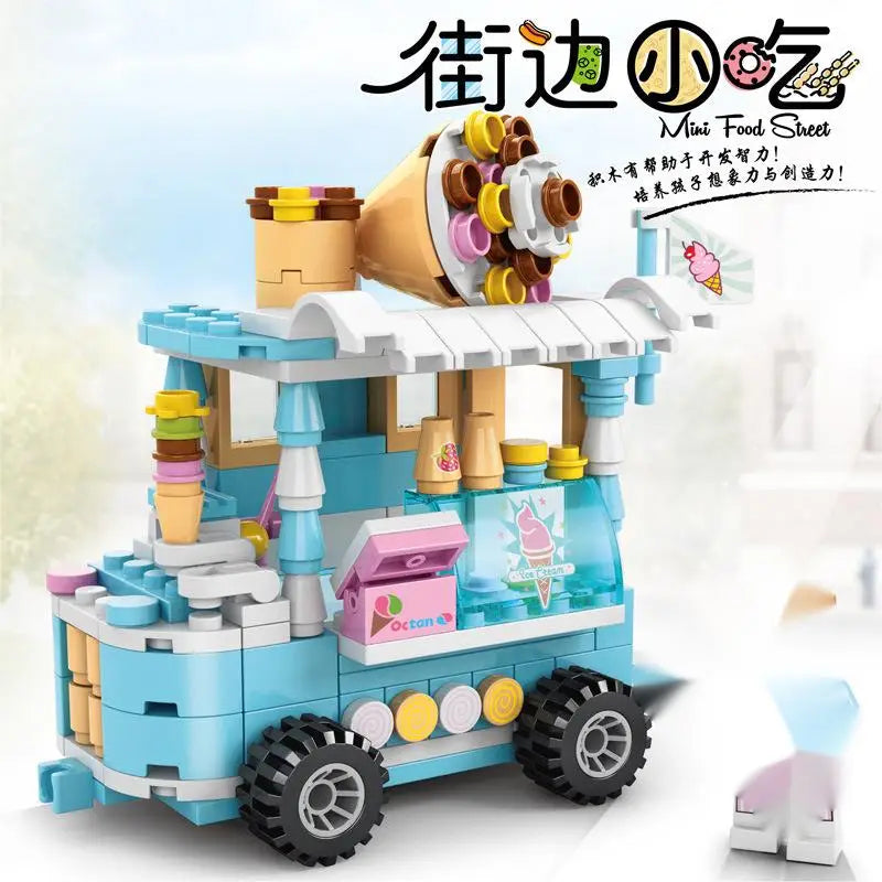 Snack cart Building Blocks Mini City Store Street View Snack Street Children's Toys Boys and Girls Gifts Compatible With Lego
