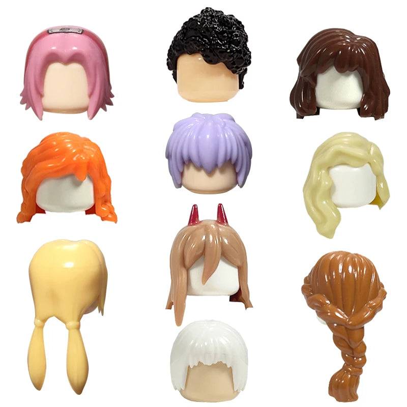 KT Min Building Blocks  Girl's  Curly Hair Accessories  Moc Bricks Sets Figures Hair Children's Toys