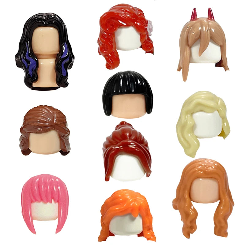KT Min Building Blocks  Girl's  Curly Hair Accessories  Moc Bricks Sets Figures Hair Children's Toys