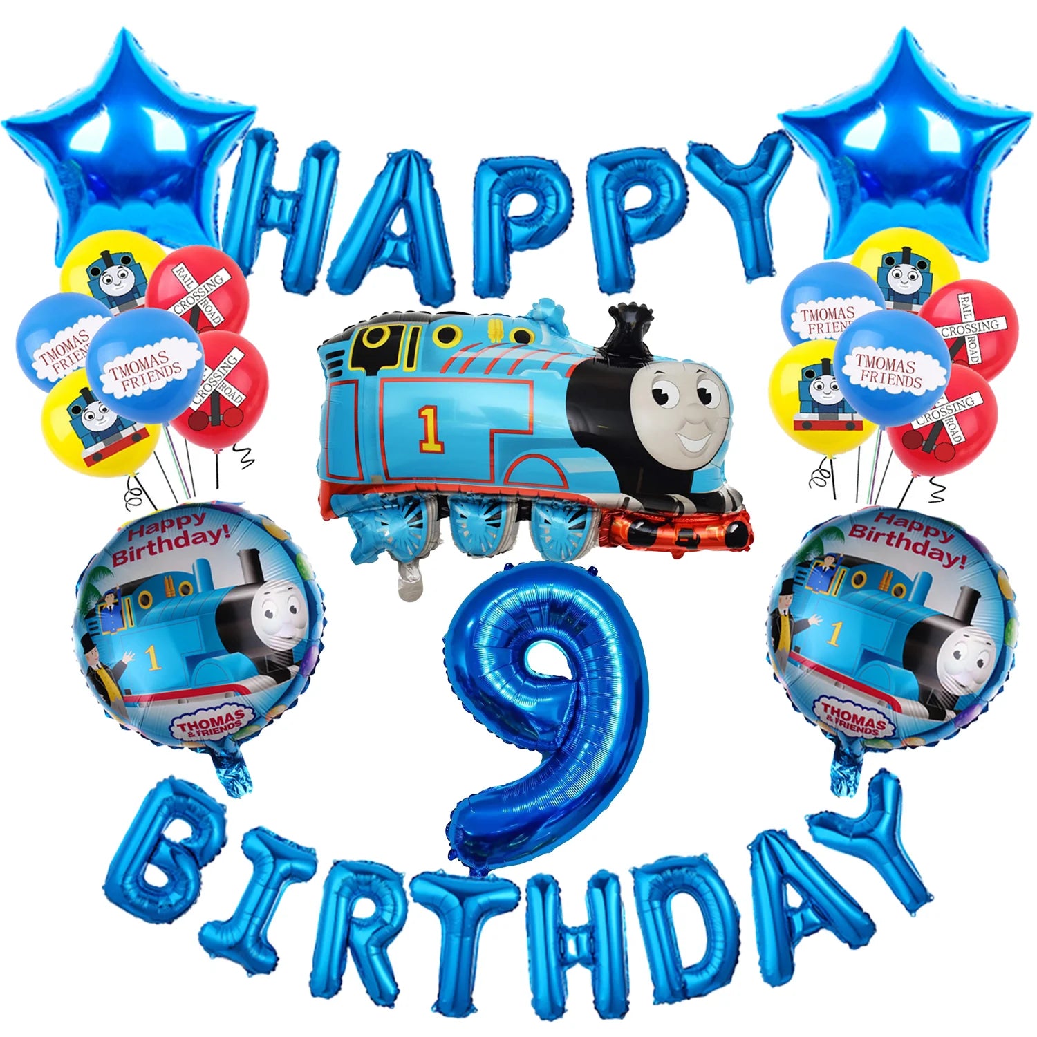 Thomas and Friends Birthday Decor  Foil Balloons Number Set 32 inch Gift Baby Shower Children's Toys Train Latex Balloons Kit