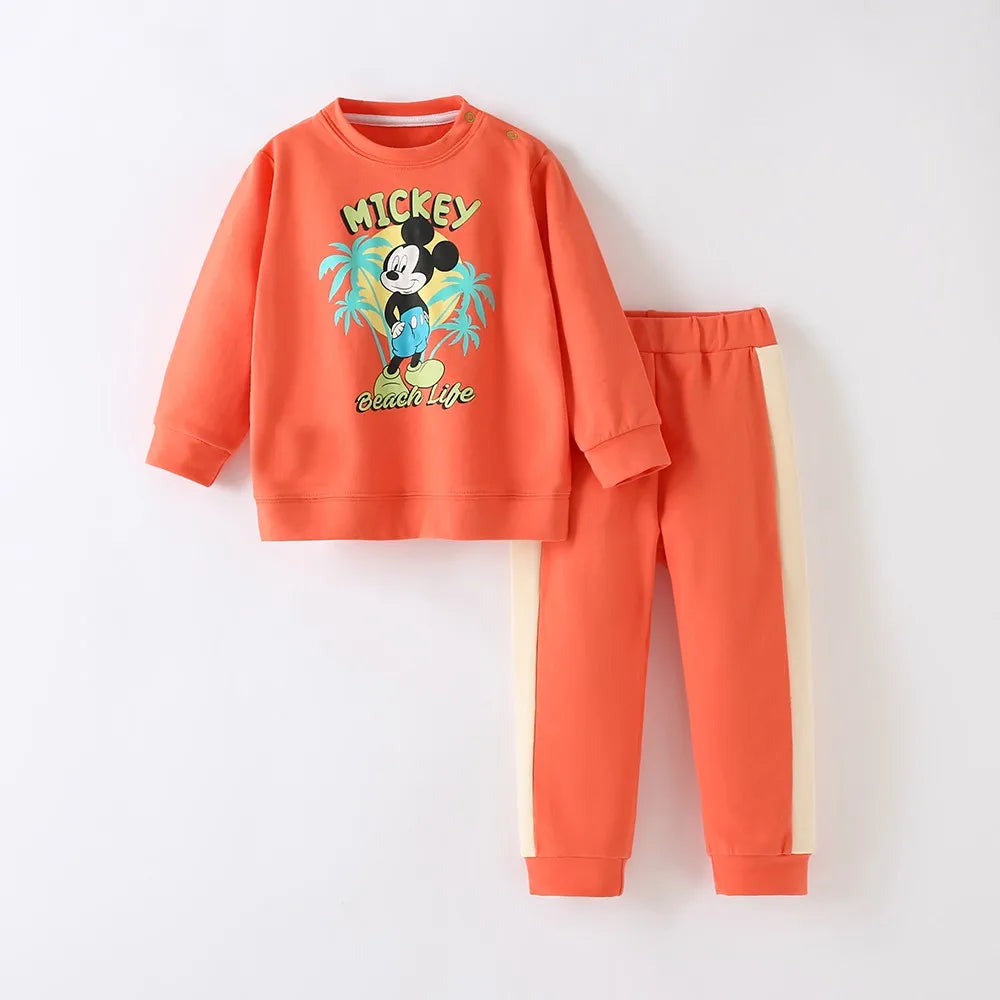 Mickey Printed Children's Long Sleeve Suit Sweatshirt + Trousers 2pc/set Kids Clothing Autumn Fashion Toddler Costume Tracksuit