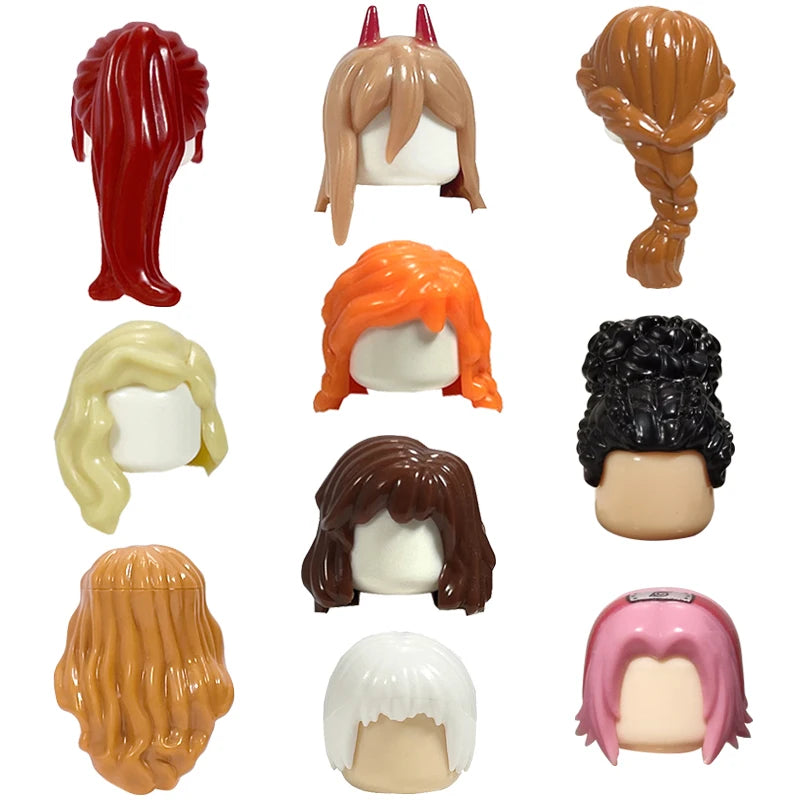 KT Min Building Blocks  Girl's  Curly Hair Accessories  Moc Bricks Sets Figures Hair Children's Toys