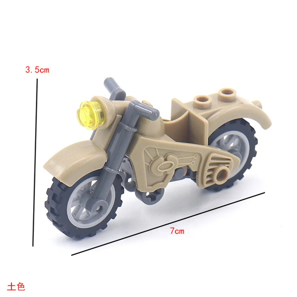 World War 2 WW2 Army Military Soldiers Motorcycle Rocket Launcher Cannon Gun Figures Building Blocks Bricks Children's Toys ﻿