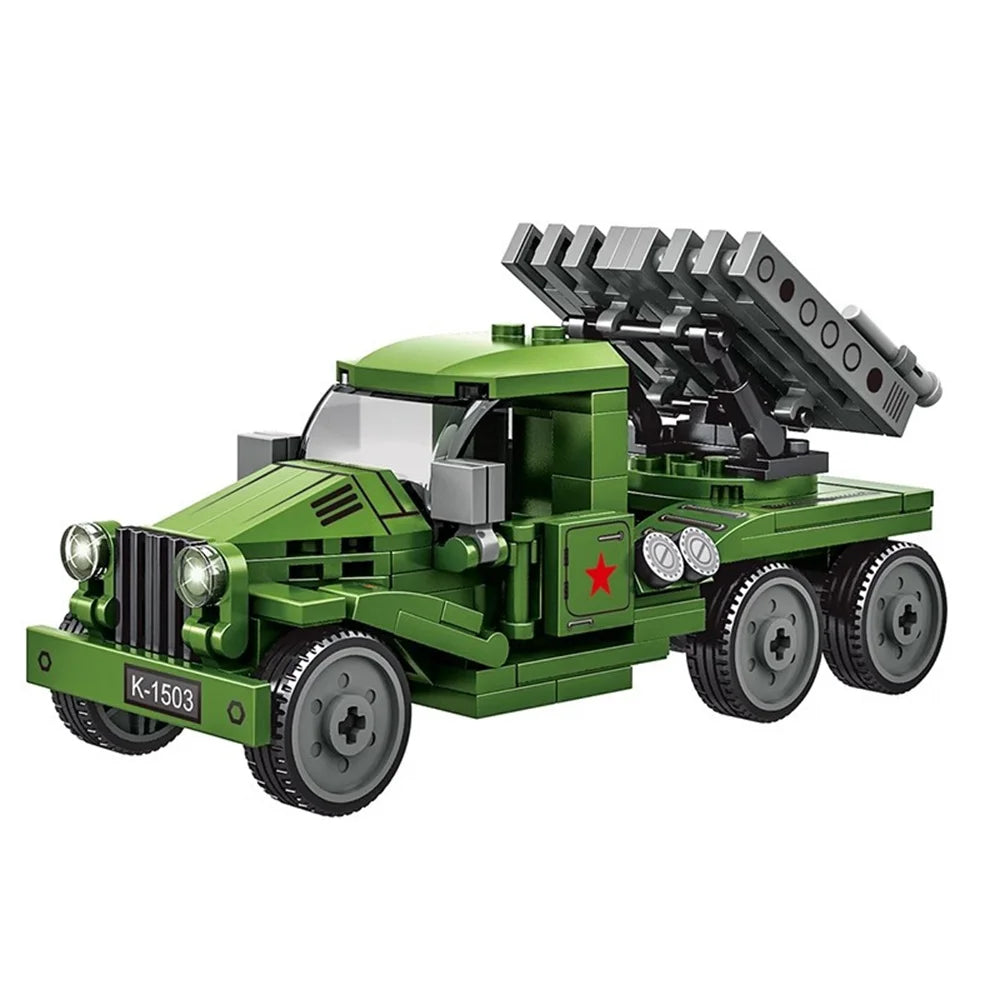 World War 2 WW2 Army Military Soldiers SWAT Armored Vehicle Tank Cannon DIY Model Building Blocks Bricks Children's Toys
