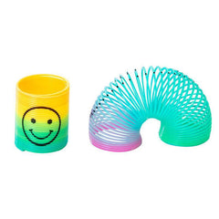 12pcs Children's Toys Colorful Spring Ring Mini Smiley Rainbow Ring Colorful Ring Elastic RingParty Game Activities Gift Toys