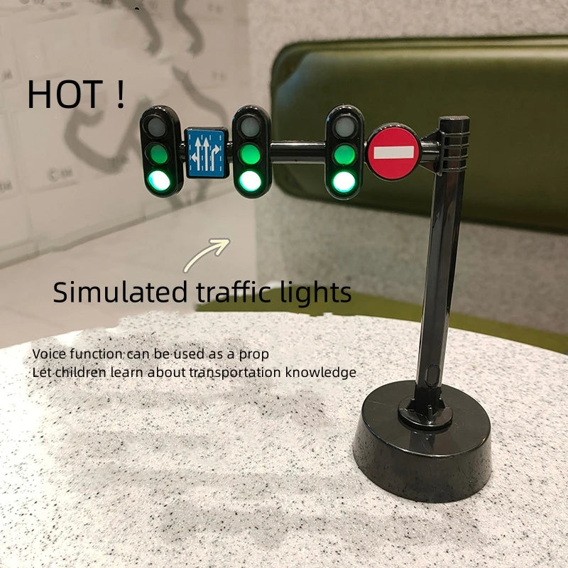 Children's toys, preschool safety education simulation, traffic signal lights, road signs, gas stations, car models, children pr