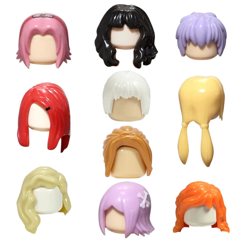 KT Min Building Blocks  Girl's  Curly Hair Accessories  Moc Bricks Sets Figures Hair Children's Toys